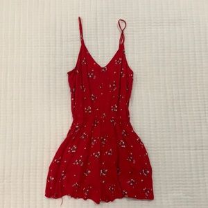 Red floral romper